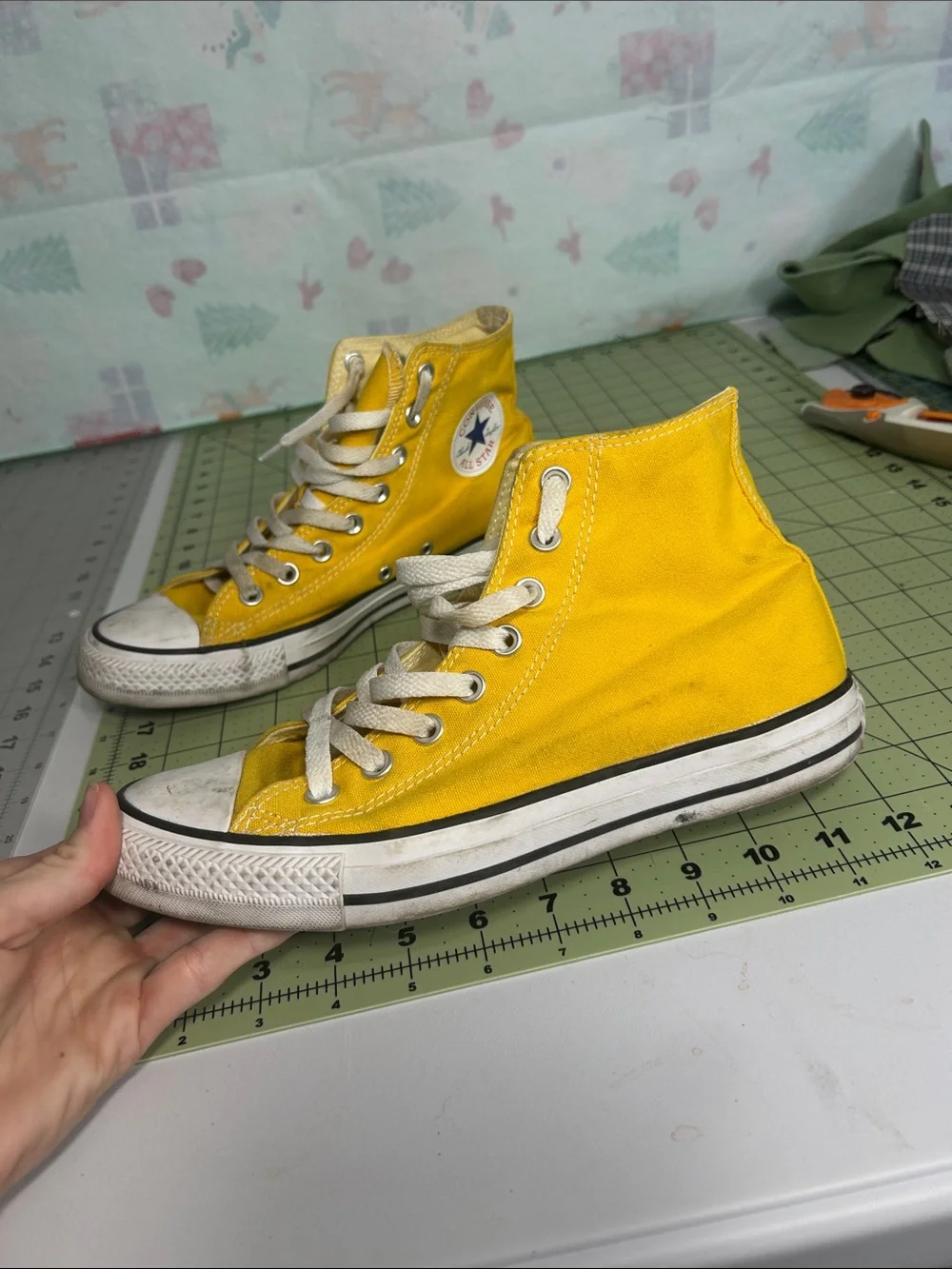 Yellow High-Top Canvas Sneakers